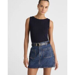 Madewell Merino Wool-Silk Blend Boat-Neck Sleeveless Knit Sweater Top Black Sz M